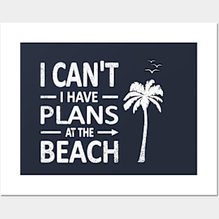 I cant I have plans at the BEACH Funny Palm Tree Coconut Tree White Posters and Art